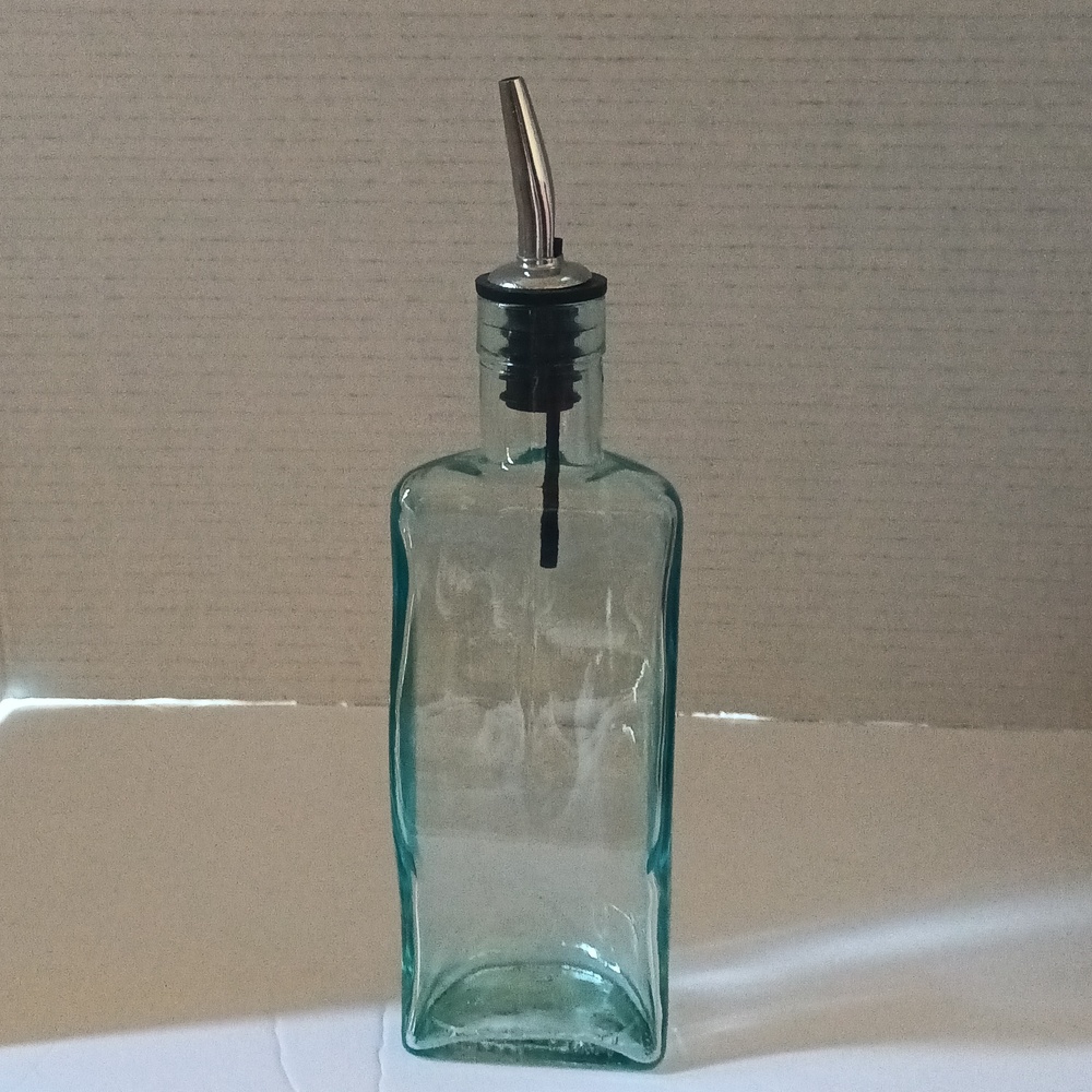 Vintage Veteria Etrusca WAVY ART DECO Oil & Vinegar Cruet Art Glass Bottle
